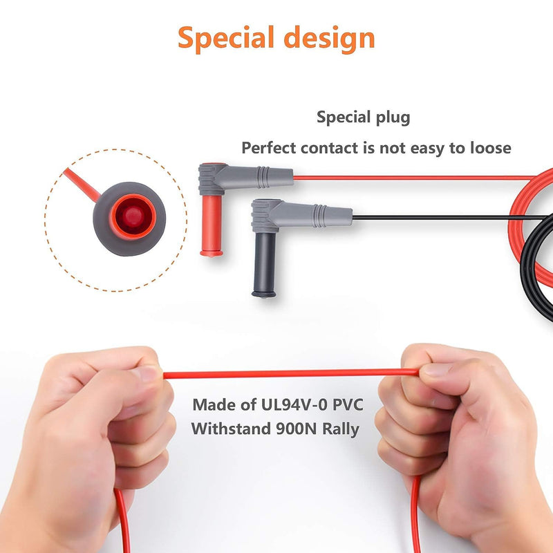 [Australia - AusPower] - Banana Plug Multimeter Test Leads,1000V 10A Digital Multi Meter Clamp Tester Probe Test Probes Leads for Multimeter Electronic Test Leads Accessories (2 pcs) 
