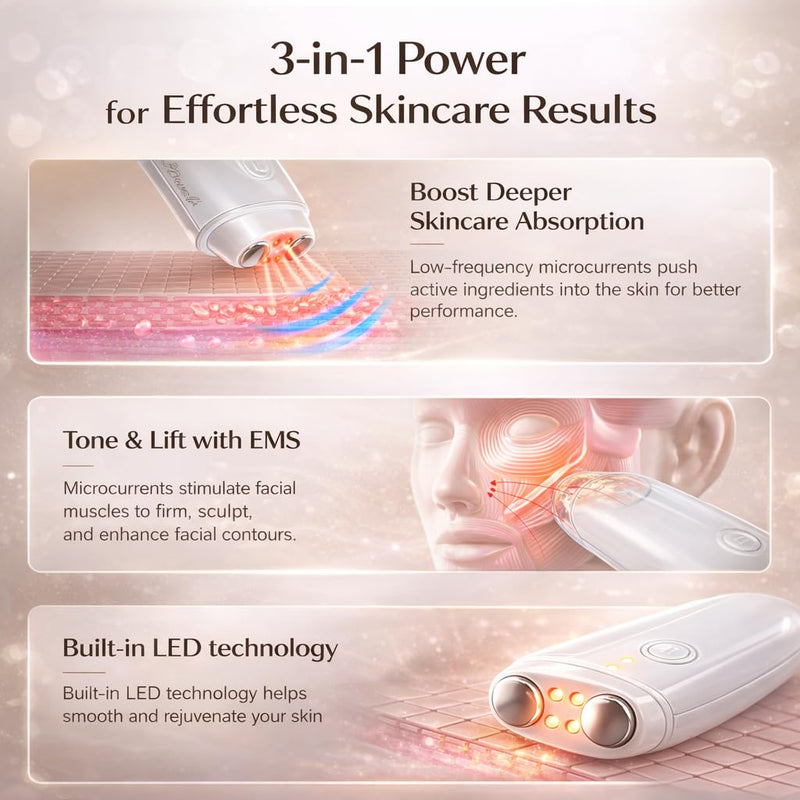 Aphrona Galvanic Spa - Facial Toning Device - Micro-Current Gua Sha face Tone Device - Skin Firming - FDA Cleared Facial Massager White