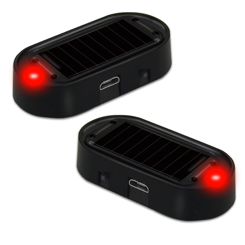 [Australia - AusPower] - Car Solar Power Simulated Dummy Alarm，Anti-Theft LED Flashing Security Light Fake lamp，with USB Charger Port，car Security Accessories Universal for Most Cars(2pcs Red) 2pcs Red 