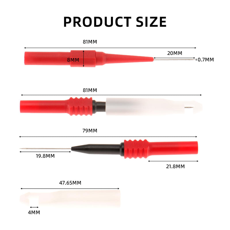 [Australia - AusPower] - DIANN 19pcs Back Probe Kit Insulation Back Probes 0.7mm Test Probe Pins Non-Destructive Wire Piercing Probes for Test Car 