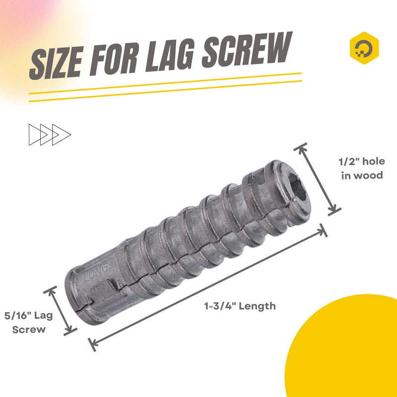 [Australia - AusPower] - Party Animal 5/16 x 1-3/4" Lag Shield 10PCS Expansion Shield Anchors Long Zinc Alloy Expansion Bolts Concrete Anchors Lag Screws Masonry Anchors Hole 5/16x1-3/4" 10 
