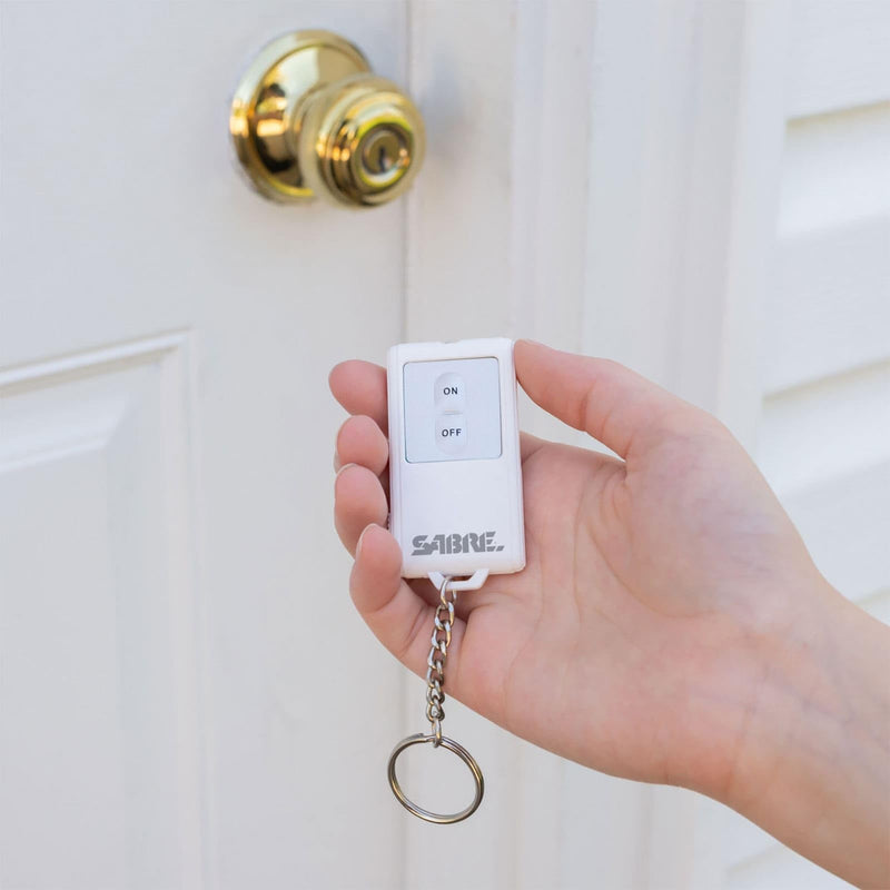 Sabre Home Security System with Remote, 125dB Alarm, Audible Up to 850 Feet (259 Meters), Wireless, Comes with 1 Motion Sensor Alarm, 2 Door or Window Alarms and 1 Remote Key Fob, Home and Away Modes