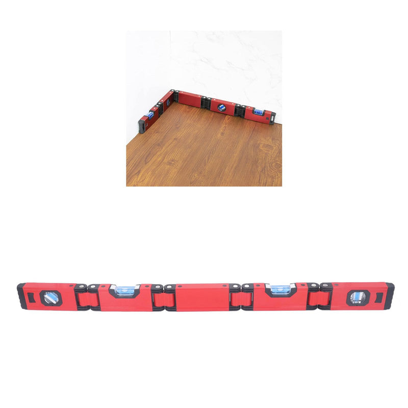[Australia - AusPower] - 28 Inch Foldable Level Ruler, High Accuracy Leveler Tool for Pipes Stairs and Corners, Adjustable Folding Design, Small Level for Easy Storage 