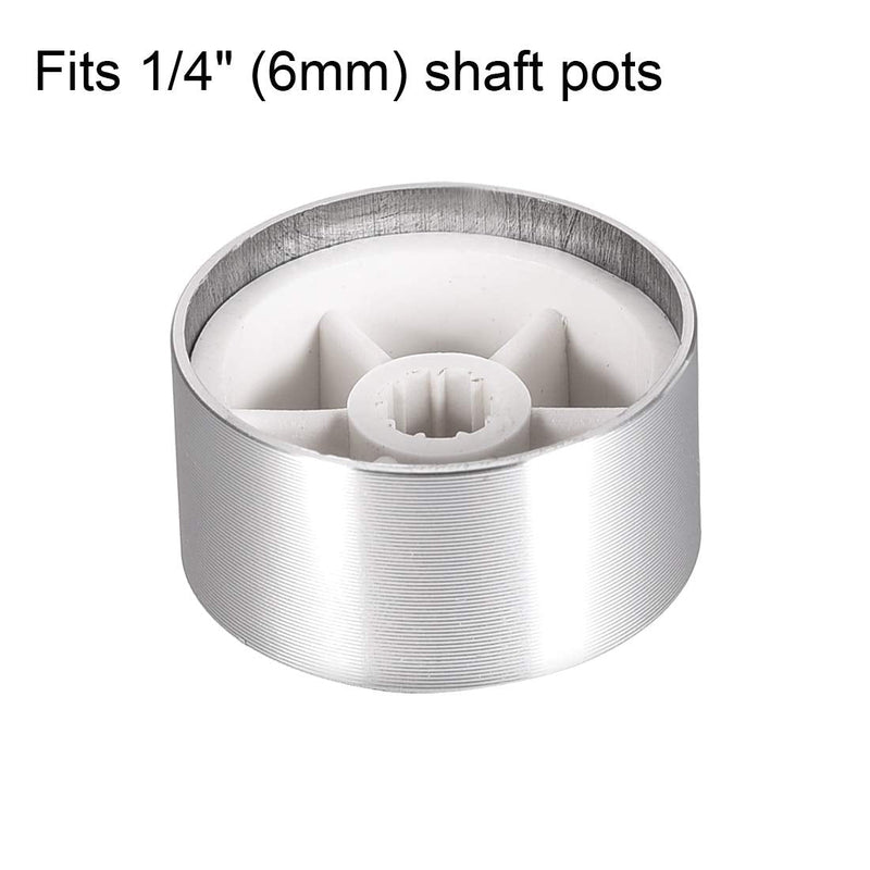 [Australia - AusPower] - uxcell 2pcs Potentiometer Knob Knurled Shaft Silver Tone Aluminum Smooth Surface Rotary Knob 25mmx13mm Volume Control Knob 