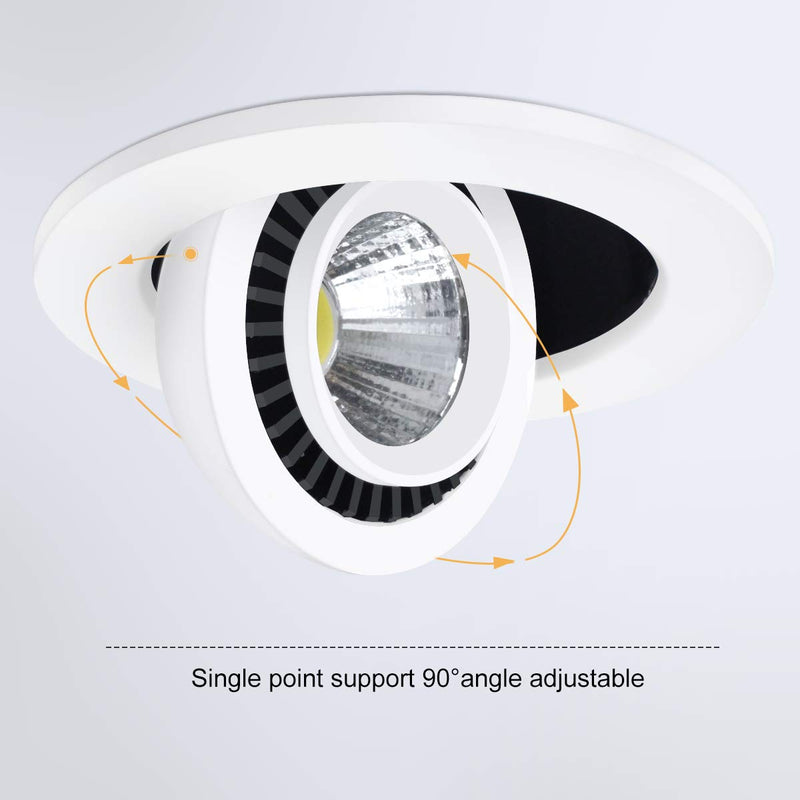 2 Inch Eyeball Gimbal LED Recessed Lighting Dimmable Downlight, 3W (35W Halogen Equivalent) Adjustable Spotlight, 3000K Warm White, CRI80+, Ceiling Light with LED Driver (4 Pack) 3000k - Warm White 3W - 4 Pack