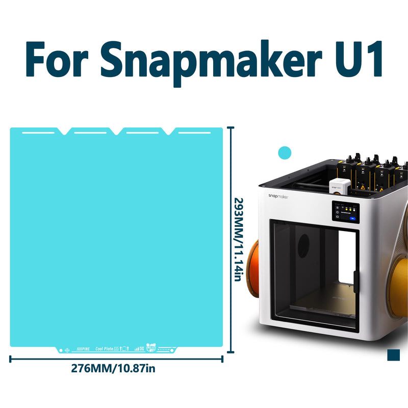 OMG Cool Plate for Snapmaker U1 Texture PEI Glacier Plate 270x270mm Double-Sided Printing Platform, Flexible and Detachable Heatingbed Made of Spring Steel for Snapmaker U1 3D Printer Parts OMG for Snapmaker U1 Build Plate