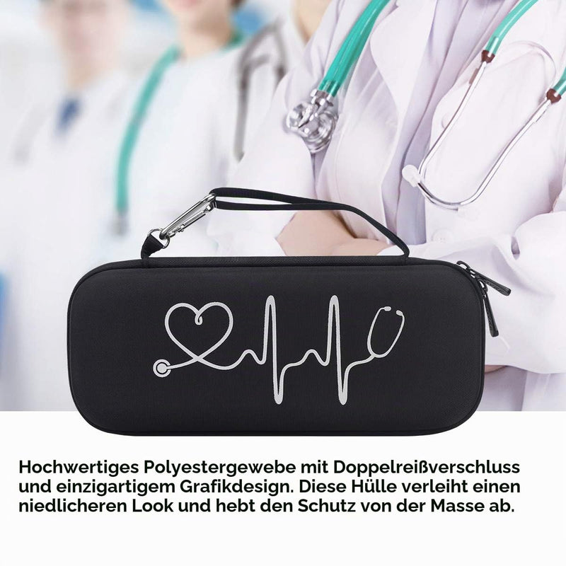 BOVKE Stethoscope Case Compatible with 3M Littmann Classic III, Lightweight II S.E, Cardiology IV Diagnostic, MDF Acoustica Deluxe Stethoscope, Additional Space for Taylor Hammer Black + Black F_Black+Black