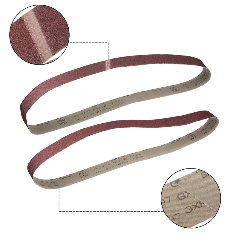sourcing map 12 pieces sanding belt sandpaper aluminum oxide | 2 inches x 48 inches 50 mm x 1220 mm, 80 sand grit
