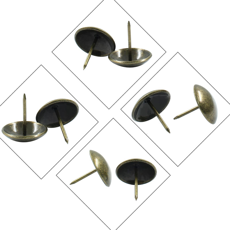 [Australia - AusPower] - 50Pcs 1 Inch (25mm) Bronze Upholstery Tacks, Antique Round Metal Thumb Tacks Furniture Upholstery Pins for Cork Board, Sofa, Couch, Craft, DIY Decoration 1" 