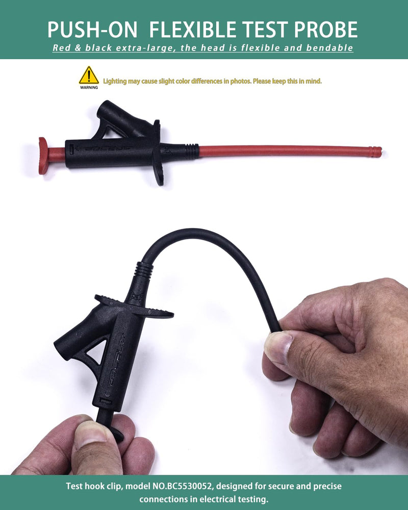 [Australia - AusPower] - Flexible Test Hook Clamp, Heavy Duty Test Hook Clips with 4mm Banana Socket for Automotive Power Electrical Test 