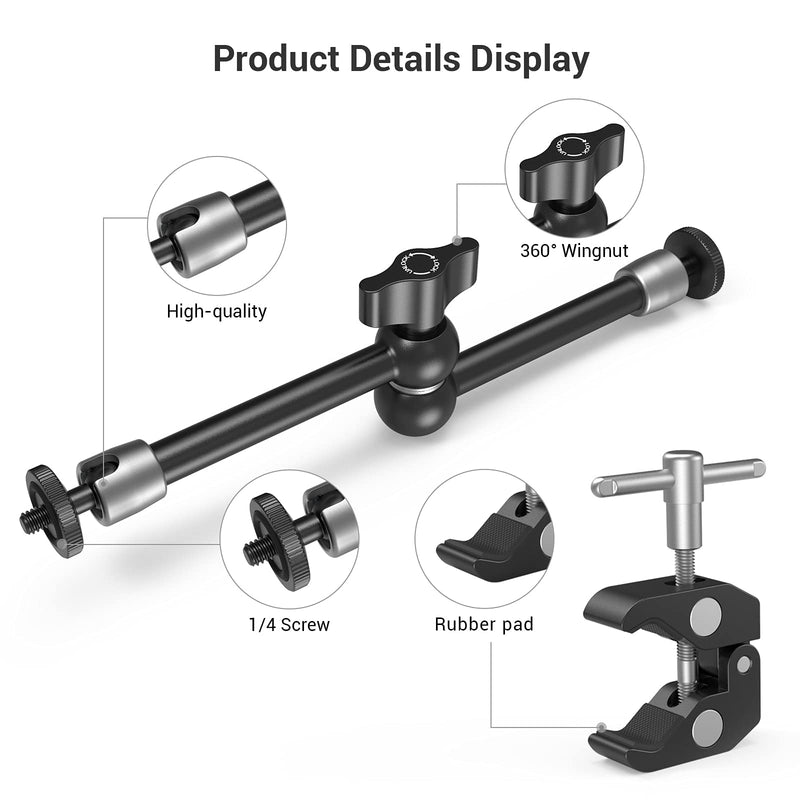 [Australia - AusPower] - SmallRig Clamp w/ 1/4" and 3/8" Thread and 9.8 Inches Adjustable Friction Power Articulating Magic Arm with 1/4" Thread Screw for LCD Monitor/LED Lights - KBUM2732B 