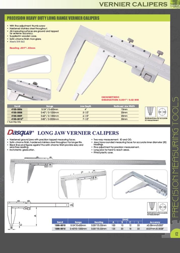 [Australia - AusPower] - Dasqua 1490-7005 0-150Mm / 0-6" Stainless Steel Vernier Caliper with Fine Adjust 