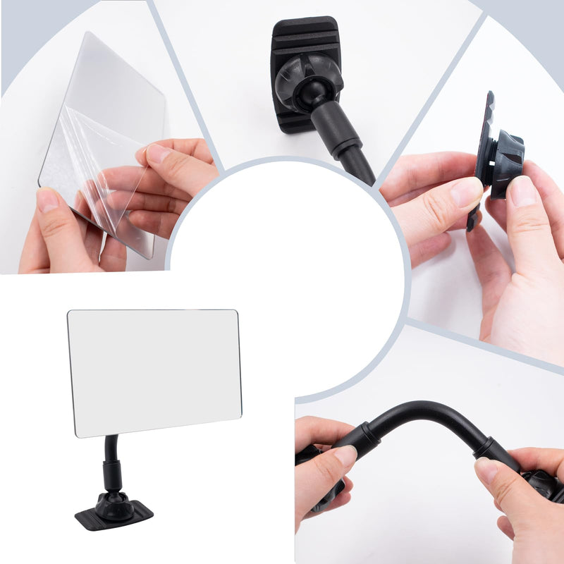 [Australia - AusPower] - 2 Set Stick-On Security Mirror for Personal Safety and Rear View Monitoring, Adjustable Flexible Rod Rear View Mirror for Open Office Environment Monitor, Cubicle, 3.5 x 6.3 Inch 