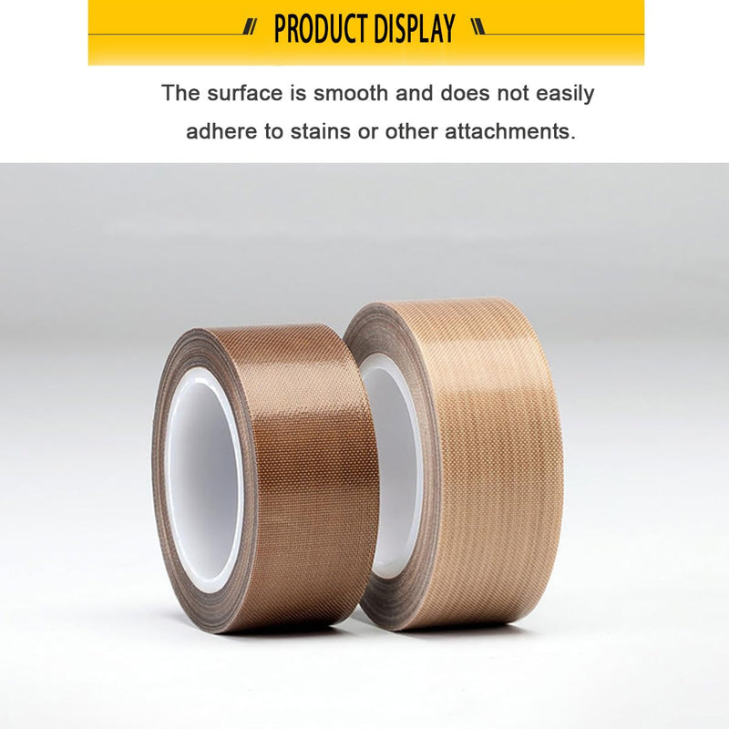 PTFE Coated Fabric Tape Teflon Adhesive Tape High Temperature Vacuum, Hand and Impulse Sealers Machine Sealing Tape 0.18mm Thick (25mm-5M)