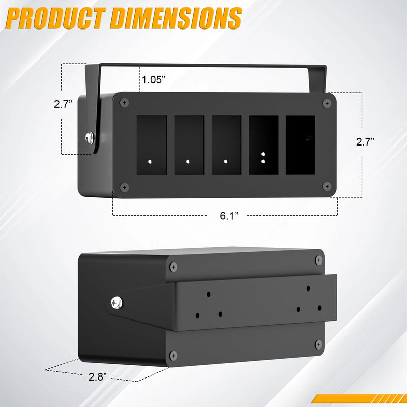 Rocker/Toggle Switch Box - 5 Gang Switches Installation housing for Pickup Truck Car UTV Off Road Marine… Large-5 Gang