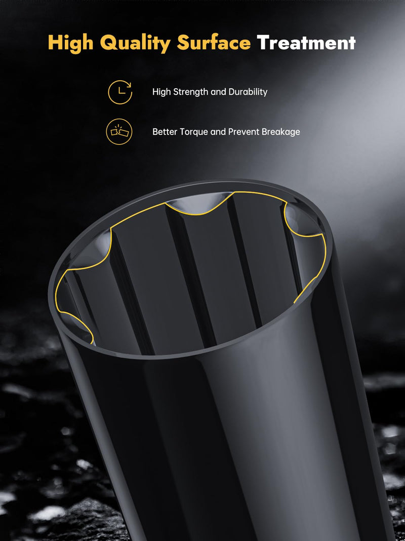 [Australia - AusPower] - MIKKUPPA 6 Point Spline Lug Nuts Tuner Socket Key Tool - with 17mm Hex for 1/2-20 12x1.5 12x1.25 Black Lug Nut Socket 6 Spline - 1 Pack 