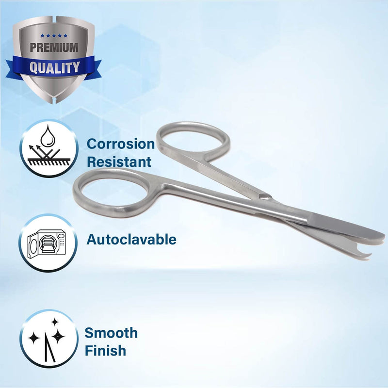 [Australia - AusPower] - Premium Quality Suture Stitch Scissors with Crescent Delicate Hook- Perfect for Suture Removal, First Aid, EMS Training and More Premium Quality Instrument- Stainless Steel (3.5 Inch Straight) 3.5 Inch Straight 