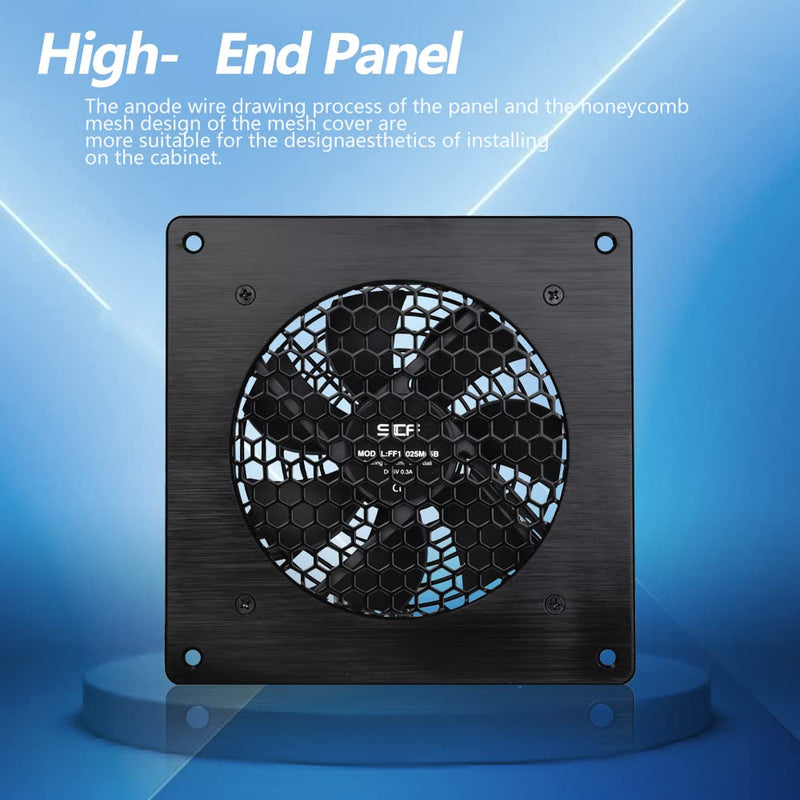 USB Cabinet 120MM Fan Quiet Cooling Fan System 6" with Speed Control, for Home Theater AV Cabinets Adapter(5V1A)+1pcs 120mm FAN Black