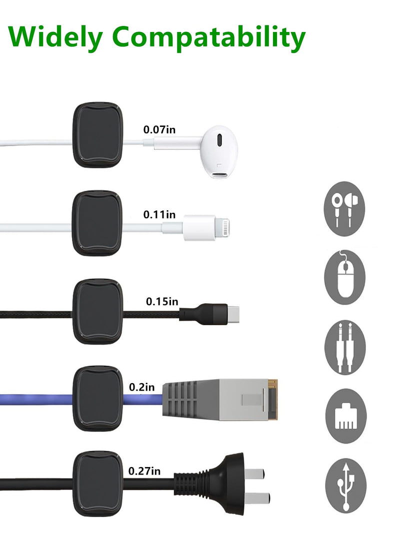 8 Pack Magnetic Cable Clips [Cable Smooth Adjustable] Cord Holder, Under Desk Cable Management, SHKI Adhesive Wire Holder Keeper Organizer for Home Office Desk Phone Car Wall Desktop Nightstand(White)