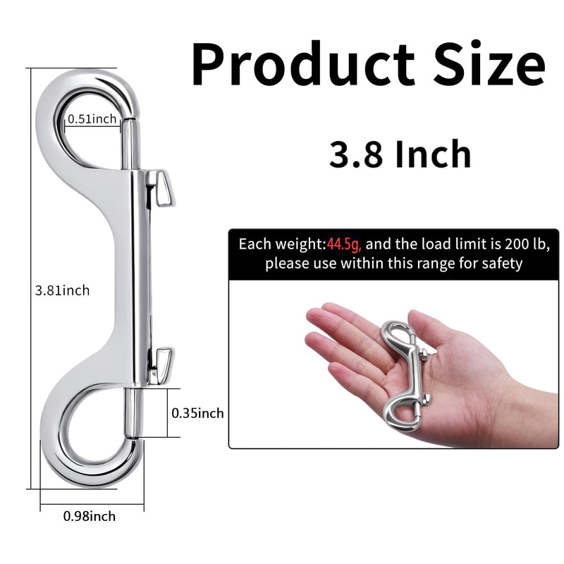 10PCS 3.8 Inch Double Ended Bolt Snaps Hooks Zinc Alloy Heavy Duty Snap Hook Clasps Double Ended Trigger Snap Hooks for Key Chain Small Cage(10, 3.8 Inch) 10