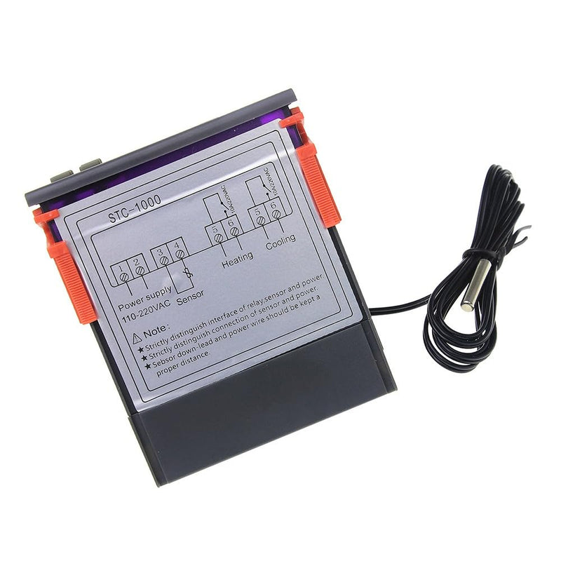 [Australia - AusPower] - 2 PCS STC-1000 10A DC 12V Digital LED Temperature Controller Thermostat Control Switch 2 Relay Output and NTC 10K Thermistor Sensors Digital Temperature Probe 