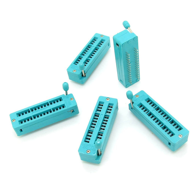 [Australia - AusPower] - 5 pcs 28-pin 28 Pins Test Universal ZIF IC Socket Narrow, Green 