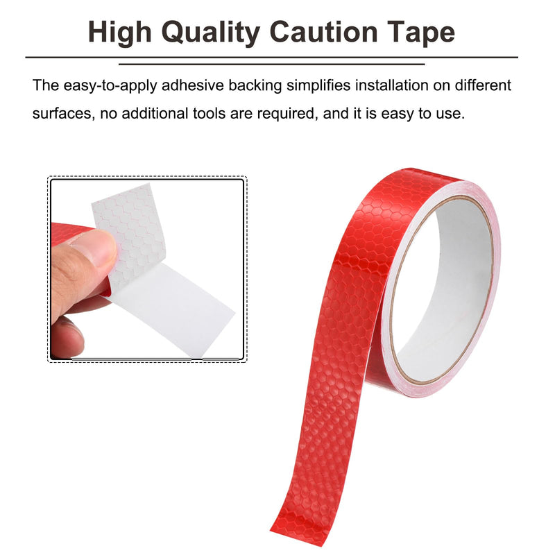 MECCANIXITY Reflective Tape, 1" x 16 Ft Night Safety Caution Warning Tapes Adhesive Tapes Waterproof PVC Marking Stickers for Trailers Motorcycle Steps Floor Boats Floor, Red 1 Inch x 16 Ft