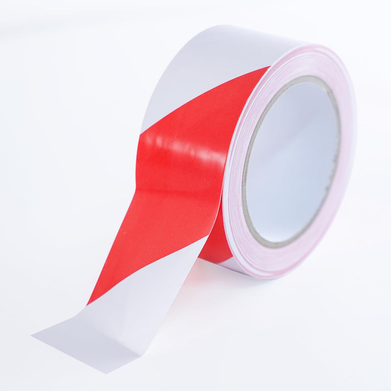 2 Inch x 108 Ft Red & White Caution Floor Tape - Safety Warning Hazard Tape Roll - Strong Adhesive Waterproof High Visibility Stripe Tapes - Ideal for Marking, Garage, Construction, Warehouse 2 Inch x 108 Ft Red & White Caution Tape
