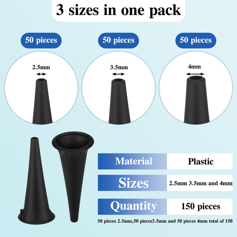 [Australia - AusPower] - 150 Pcs 3 Sizes Reusable Diagnostic Otoscope Cover Plastic Ear Specula Tips Disposable Pediatric Otoscope Tips Universal Ear Covers Speculum Available in 2.5 mm 3.5 Mm, 4 Mm, 50 Pcs Each 