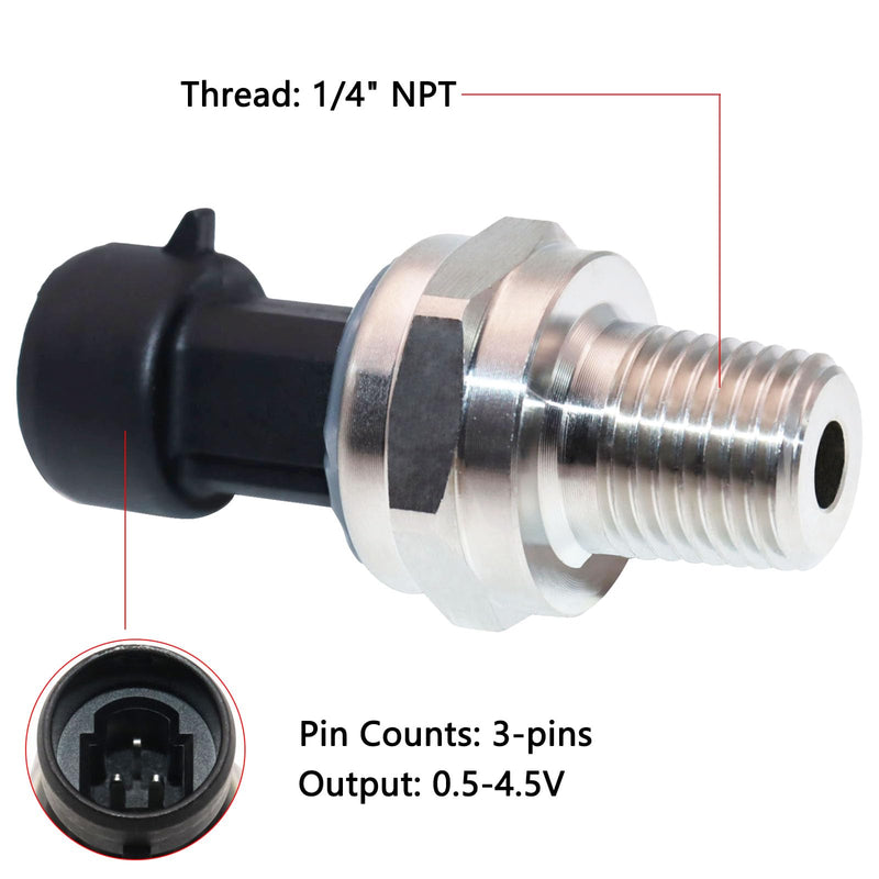 [Australia - AusPower] - 150 Psi Oil Fuel Pressure Sensor Transducer Sender with Harness Kit for Oil Air Fuel Gas Water 1/4" NPT Thread 316 Stainless Steel 0-150 Psi Oil Pressure Sensor Transmitter 
