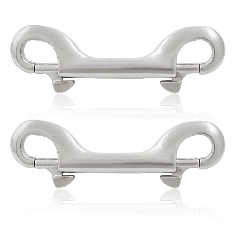 [Australia - AusPower] - 2 Pcs 4 Inch 316 Stainless Steel Double Ended Bolt Snaps Hook Marine Grade, Double Snap Hook Chain Clips for Dog Leash Key Chain Horse Tack Diving Pet Feed Bucket Garage Use 