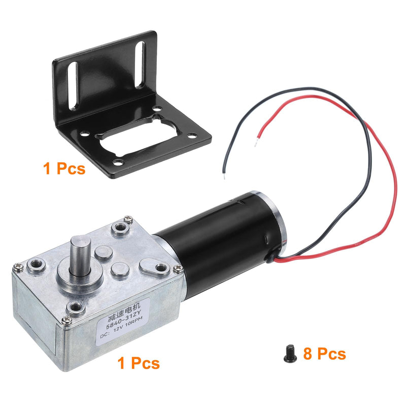 MECCANIXITY DC 12V High Torque Turbine Worm Geared Motor with 8mm Shaft 10RPM Geared Motor with Wire for Electric Fireplace 10 RPM