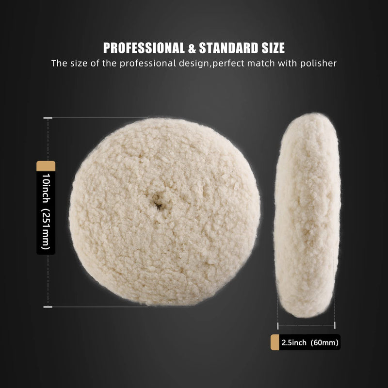 [Australia - AusPower] - SPTA 8" (200mm) Wool Buffing Pad, Double Side 100% Natural Wool Pad with 5/8-11 Thread for 2-Sided Compound Cutting and Polishing for Automotive, Marine and Epoxies 8 Inch 