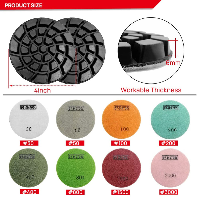 [Australia - AusPower] - DT-DIATOOL Diamond Floor Polishing Pads Resin Bond Terrazzo Floor Diameter 4 Inch Grit 50 Pack of 6 