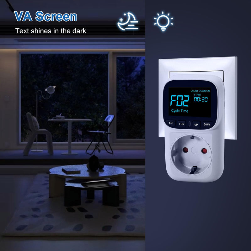 [Australia - AusPower] - Digital Temperature Controller Socket 230 V with Sensor Temperature Controller Digital Thermostat Socket Temperature Monitor with Heating and Cooling Mode for Greenhouse, Fridge, Terrarium 