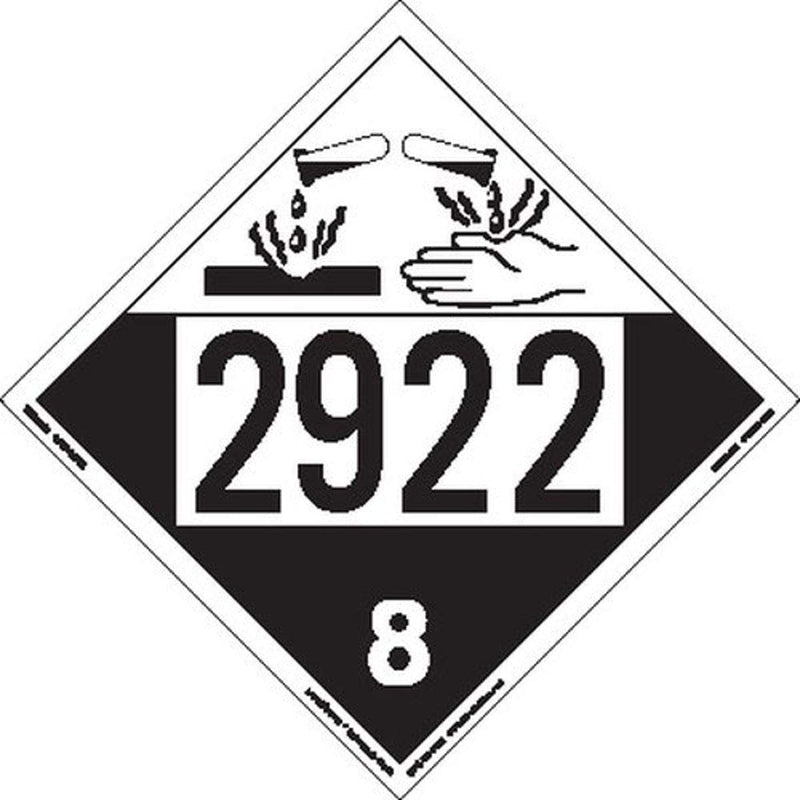 Labelmaster ZEZ42922 UN 2922 Corrosive Hazmat Placard, E-Z Removable Vinyl (Pack of 25) Single Pack