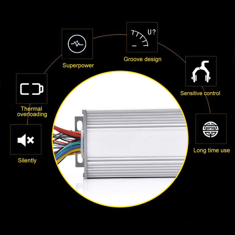 Ejoyous Brushless Speed Controller, 48V 500W Aluminium Alloy Motor Speed Brushless Controller Electric Sine Controller for Electric Scooter