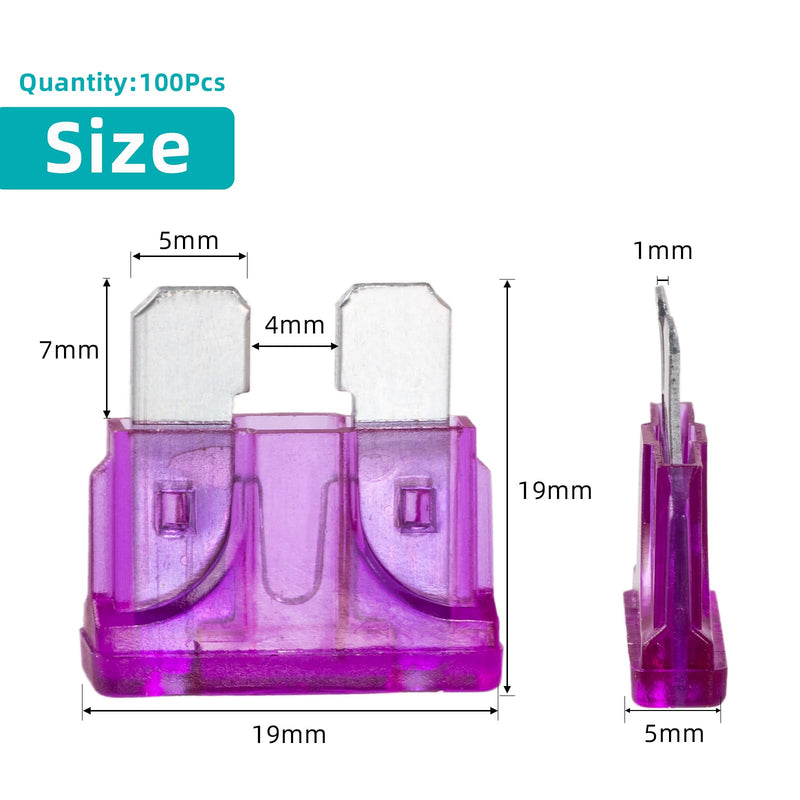 [Australia - AusPower] - 100Pcs 3 Amp Fuses Stanbdard Fuse, 3A Car Fuse Blade for Automotive, Truck, Boat, Motorcycle 3A × 100pcs 