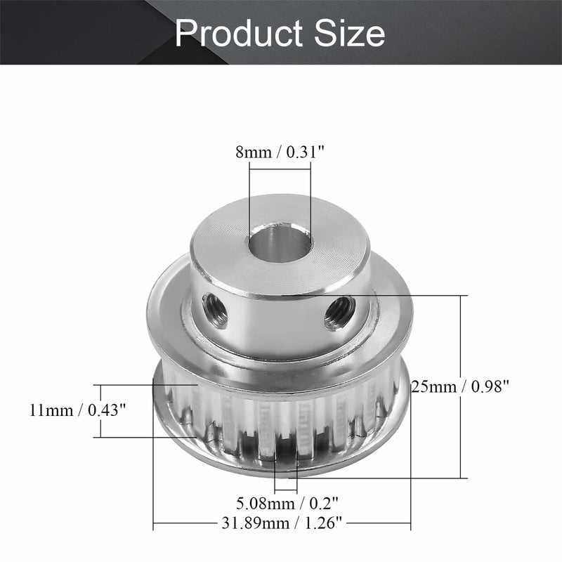 [Australia - AusPower] - Fielect Aluminium Alloy XL 20 Teeth 8mm Inner Bore Diameter Timing Belt Pulley Flange Synchronous Wheel Silver Tone for 3D Printer CNC 1Pcs XL20 8mm Inner hole 