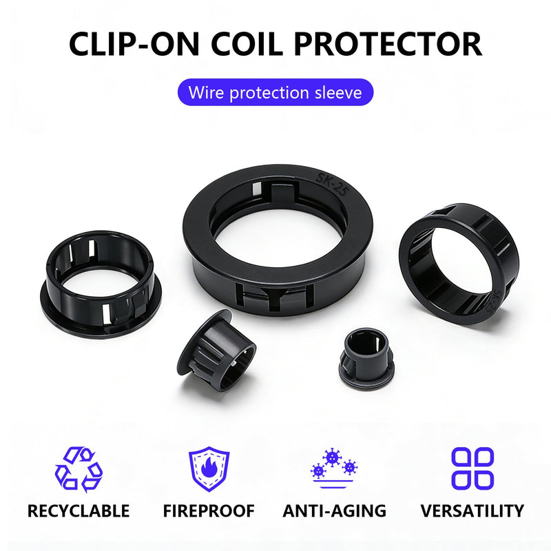 250 Pcs Cable Snap Bushing Grommets, Black Round Nylon Snap in Cable Grommet Protector, 5/16" 3/8" 1/2" 5/8" 3/4" 1" Cable Snap Hole Plugs Locking Bushing Assortment Kit 250