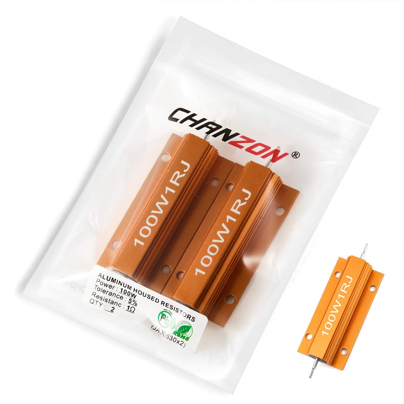 [Australia - AusPower] - Chanzon 2pcs Wirewound Aluminum Shell Resistor 1 Ω ohm 100W ±5% Tolerance 1R Rohs Certified F) 1Ω ohm 