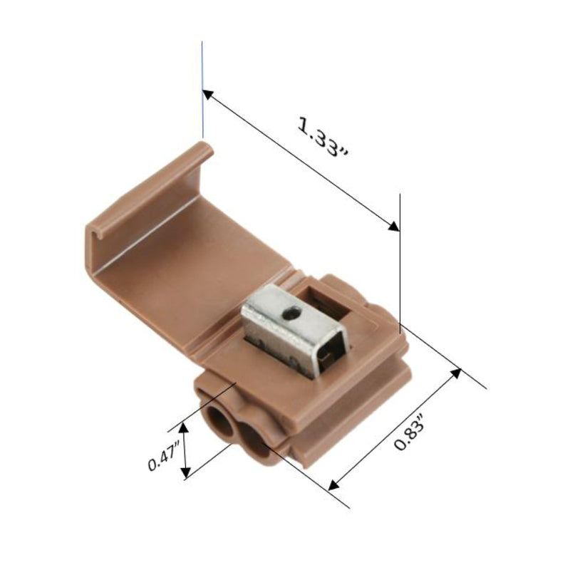 3M Scotchlok Self- Stripping Tap Connectors 567, Run and Tap, Brown, 18-14 Awg (Tap), 12-10 Awg (Run), Bag of 100 Brown 100 per Carton