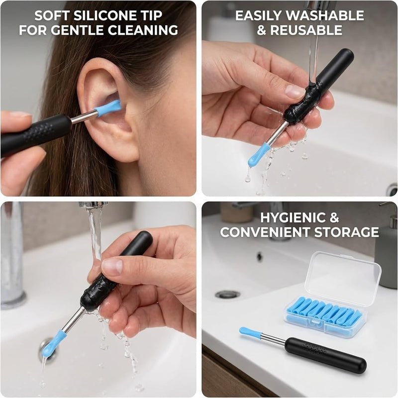 30 pieces silicone ear cleaner head for earwax remover, ear wax removal otoscope, smooth silicone ear spoon, ear cleaner accessories, replacement tips teat for adults, ear aspirator, earwax removal (B b