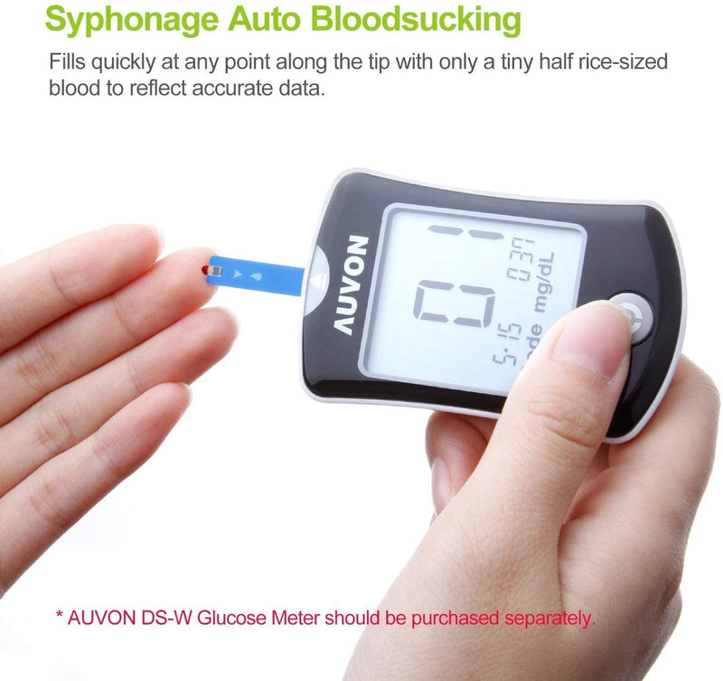 AUVON I-QARE DS-W Draw-in Blood Glucose Test Strips for use with AUVON DS-W Diabetes Sugar Testing Meter (No Coding Required, 150 Count) 1 Count (Pack of 150)