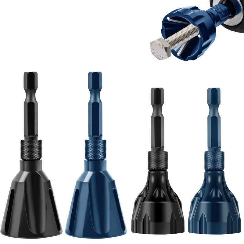 [Australia - AusPower] - 4Pcs Deburring External Chamfer Tool with Tungsten Carbide Blade, Hakkin Bolt Deburring Chamfering Drill Bit Remove Burr Tools, All Thread Deburring Tool with Hex Shank - Fits 1/8" to 1" (3-25mm) A 4Pcs Upgrade (Blue+Black) 