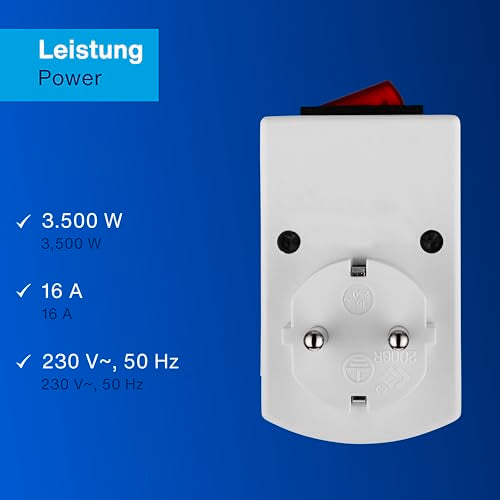 REV Socket Adaptor – Switchable Socket, Transition Plug, 3500 W, White White 1