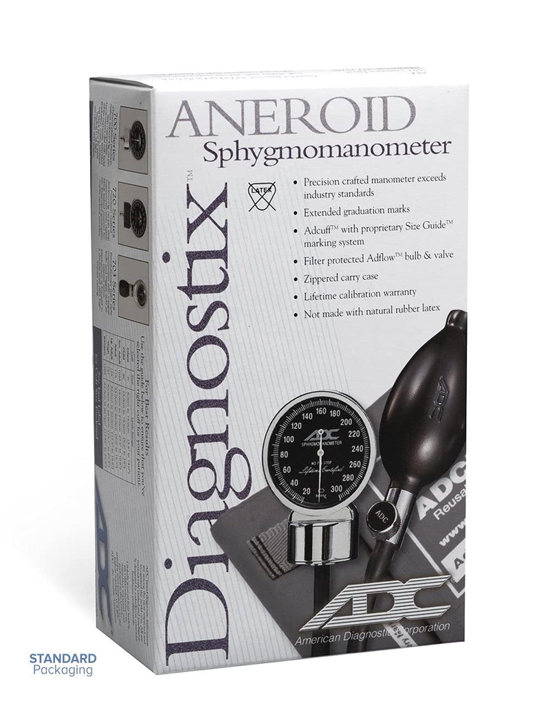 [Australia - AusPower] - ADC 720-11ABK Diagnostix Model 720 Premium Professional Pocket Aneroid Sphygmomanometer with Adcuff Nylon Blood Pressure Cuff, Adult, Black 