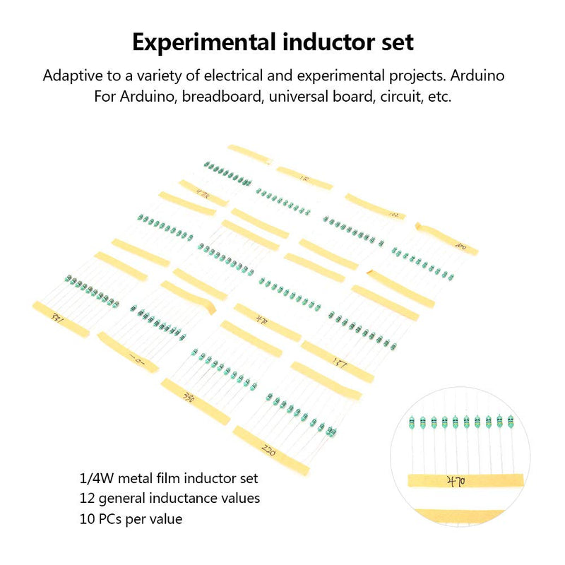 [Australia - AusPower] - 120PCS 1/4W Color Ring Inductor Set, 1uH to 1mH 12 Inductance Values User-Friendly High Performance Inductor Kit 