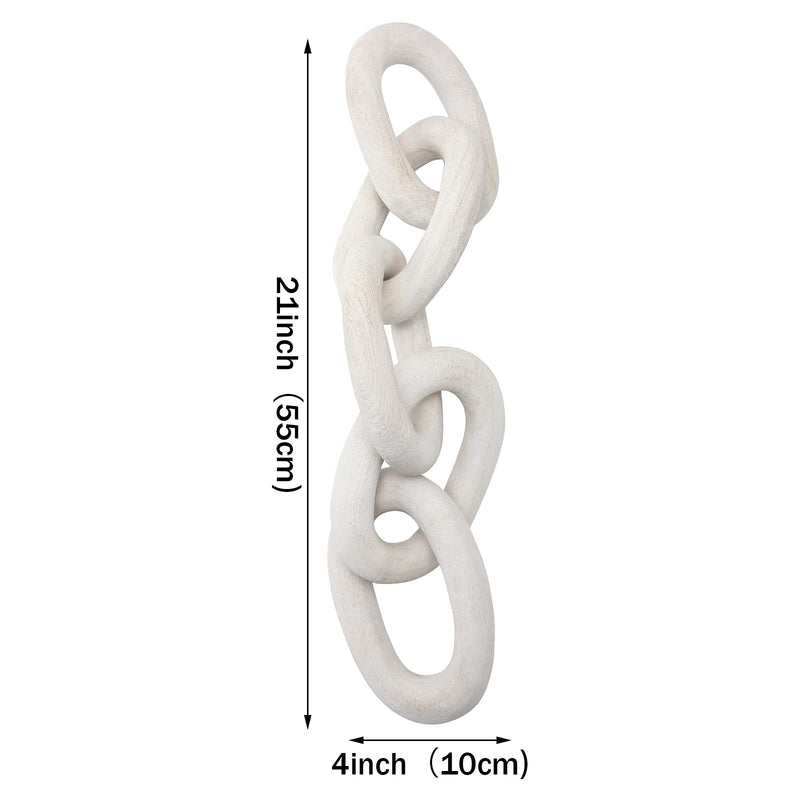 [Australia - AusPower] - Decorative Wood Link Chain Wooden Chain Decor 5 Link Decoration for Family Party Home Office Decoration Supplies(White) White 