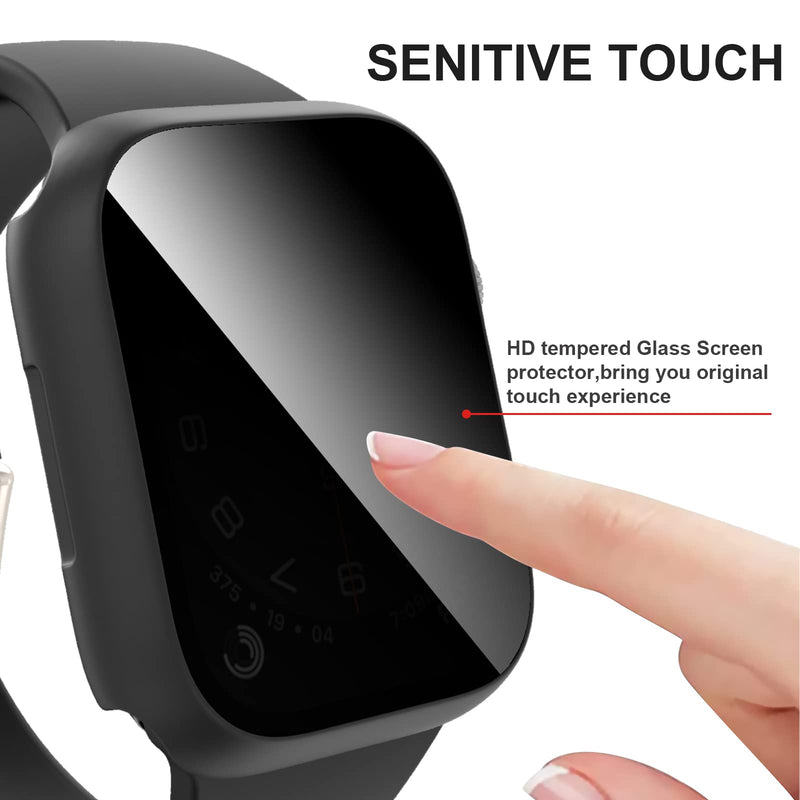 [Australia - AusPower] - Cuteey 2 Pack for Apple Watch Series 9 Series 8 7 Privacy Screen Protector Case 45mm, Unti-Spy Glass Protector Hard PC Cover Bumper for iWatch 9 8 7 45mm Accessories,Black/Black Black/Black 45 mm 